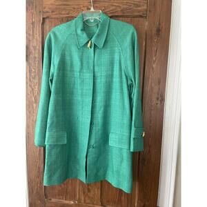 Custom Doncaster Kelly Green Silk Coat Duster Size Small/ Medium Women’s